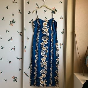 Royal Creations Blue & White Orchid Tropical Hawaiian Dress Vacation Mermaidcore